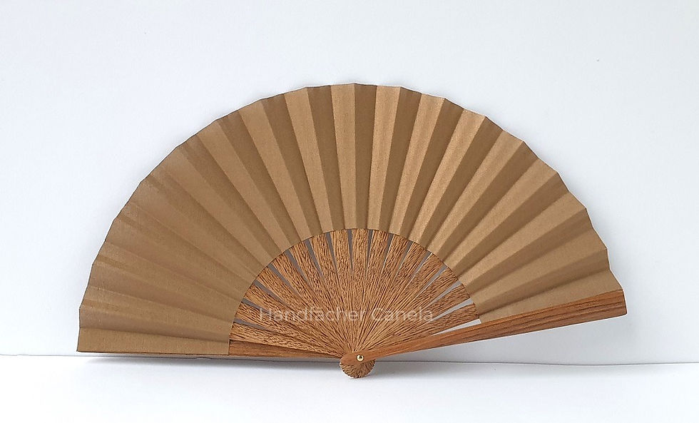 Miniatura: Spanischer Handfächer in japanischem Still aus Holz und Stoff. Bespannung in Champagner Farbe