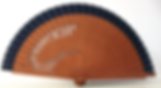 MARLIS Vorderseite — Bubinga‑Fächer mit individuellem Durchbruchmuster und Baumwollstoff, 23 cm.