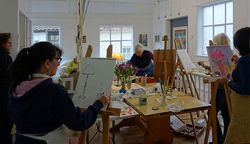 Oil painting class, Rebecca Barnard, Wells, Somerset