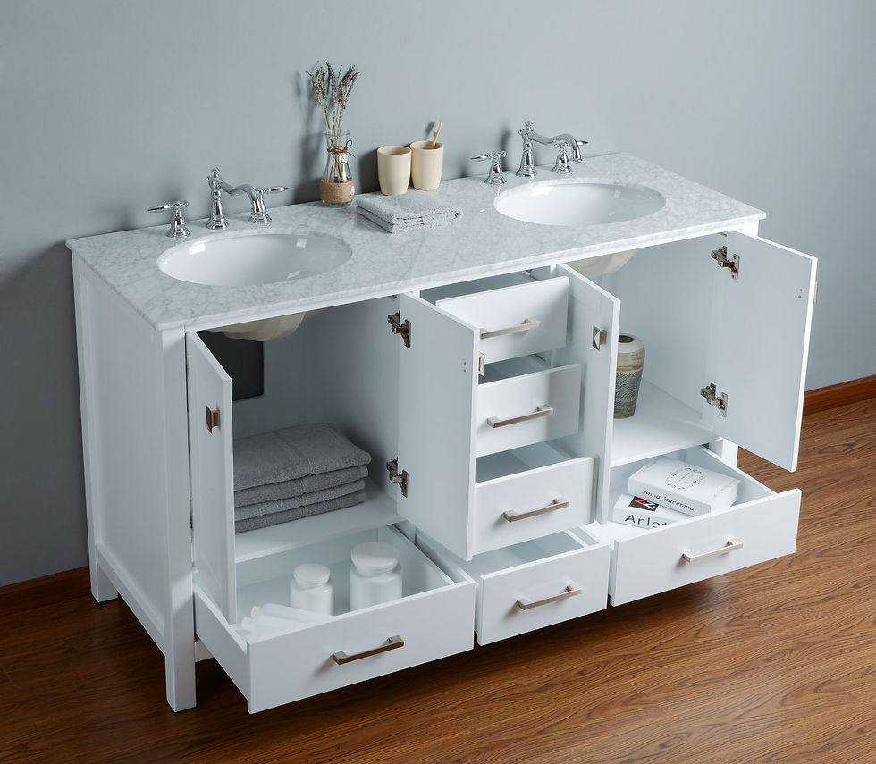 Thumbnail: 60" Malibu Pure White Double Sink Vanity