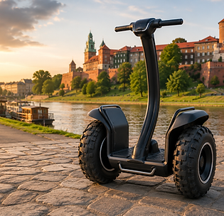 segway on the vistula river in front of Wawel castle