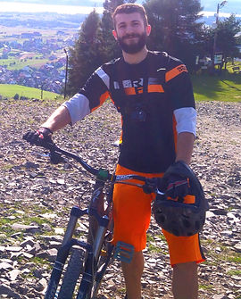 Kriss on a downhill bike