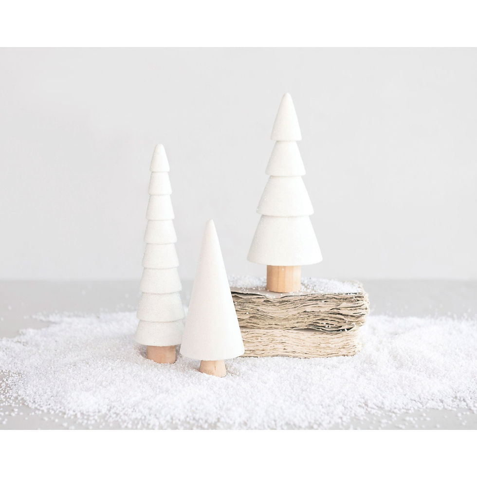 Thumbnail: Flocked Wood Trees wih glitter white