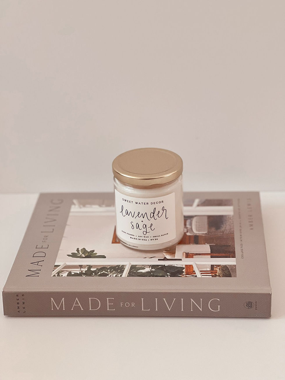 Miniatura: Lavender and sage soy candle- clear jar- 9 oz
