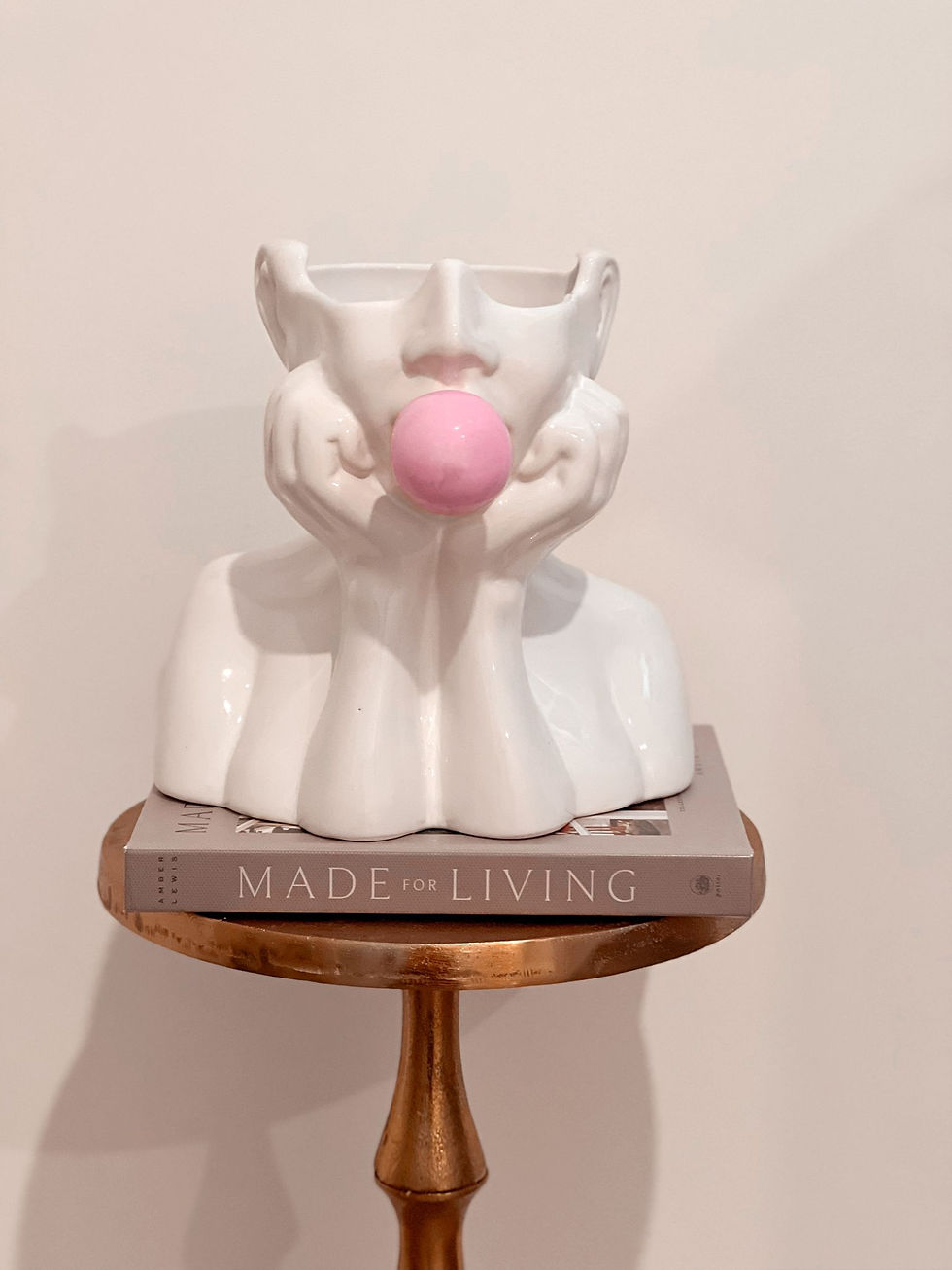 Thumbnail: White Bust planter with pink gum