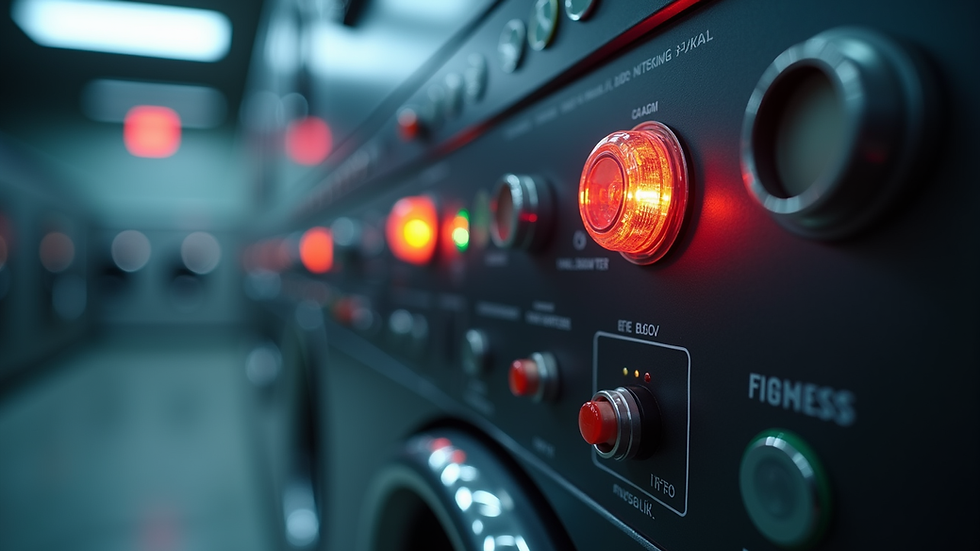 Eye-level view of a dryer control panel with warning lights