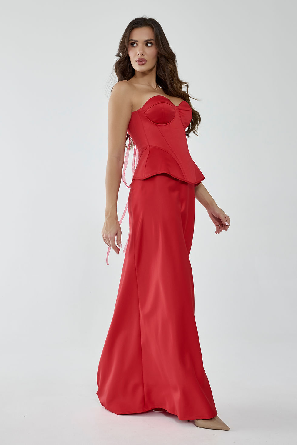 Miniatura: Gorset czerwony dopasowany do sylwetki