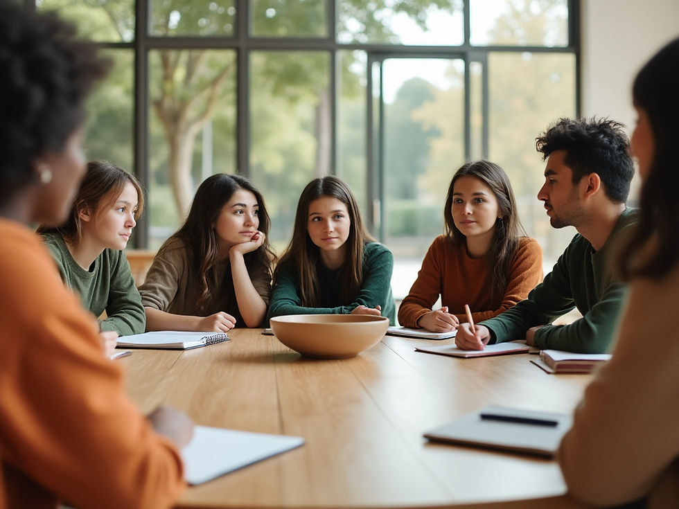 Youth participating in a facilitated discussion