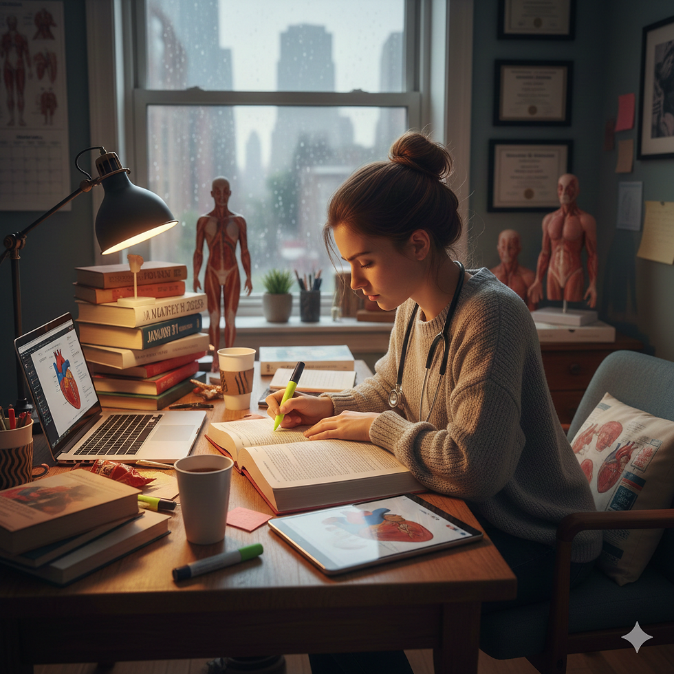 MRCP Part 1 candidate revising ocular manifestations of systemic disease using structured study notes.