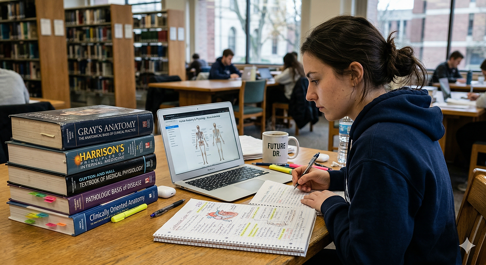 Medical student preparing for MRCP Part 1 studying lung cancer notes