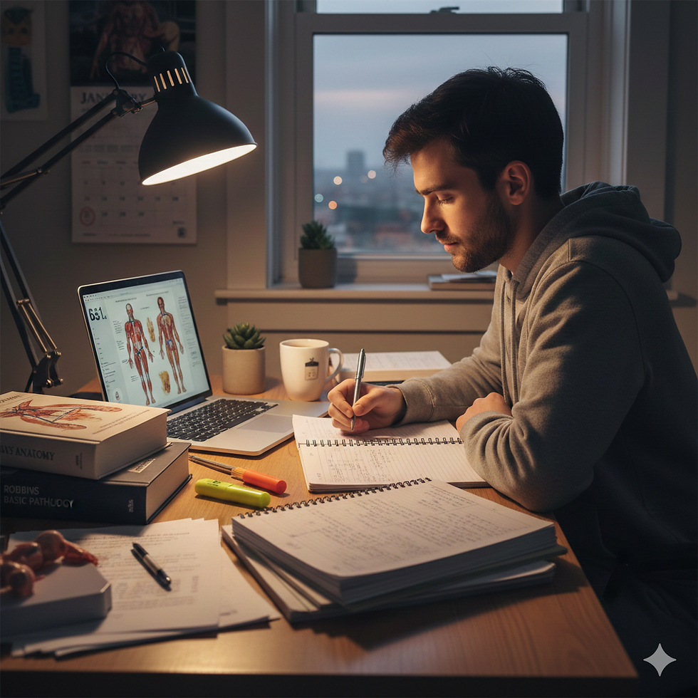 MRCP Part 1 candidate revising psychiatry with notes and study materials