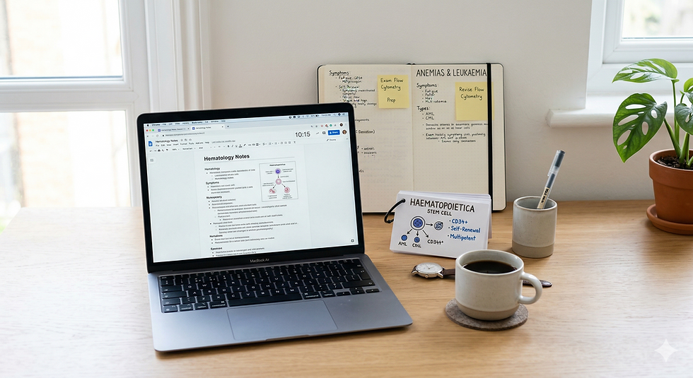 MRCP Part 1 study setup with notes on transfusion medicine and haematology revision materials