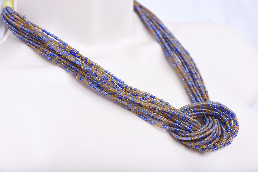 섬네일: Collier africain " Ganda " (bleu caramel)