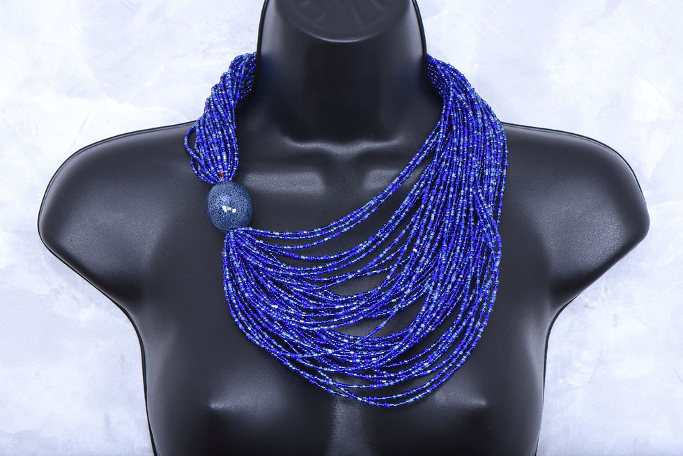 섬네일: Collier africain " Abuja " (bleu)