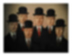 Michel Néron Personnages aux chapeaux figuration René Magritte