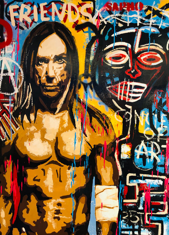 Juan Manuel Pajares Iggy Pop Friends urban street art paintings