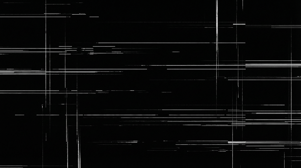 Firefly_Gemini Flash_Abstract black background with only white glitch lines. Thin horizont