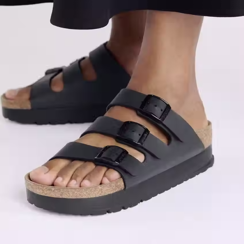 Thumbnail: Florida Black Birko Platform Sandal