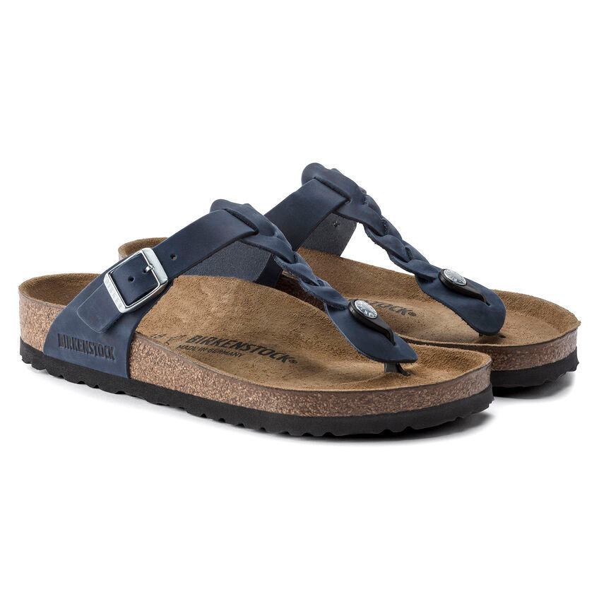 Thumbnail: GIZEH BRAID LEATHER NAVY BLUE Sandal