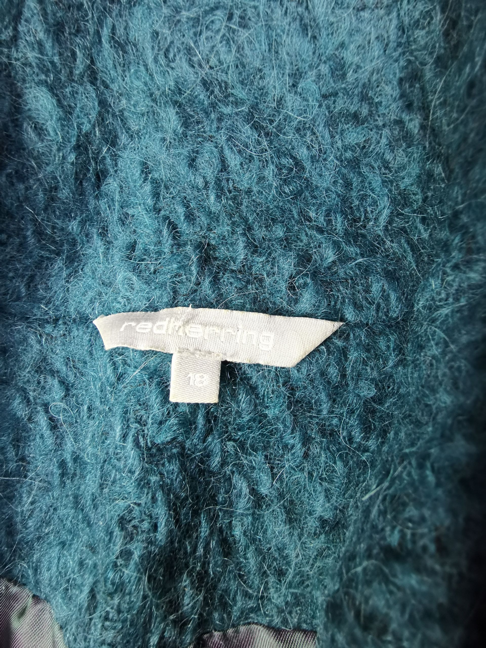 Red Herring Teal Cape Coat Size 18 Textured Knit Sustainable Outerwear