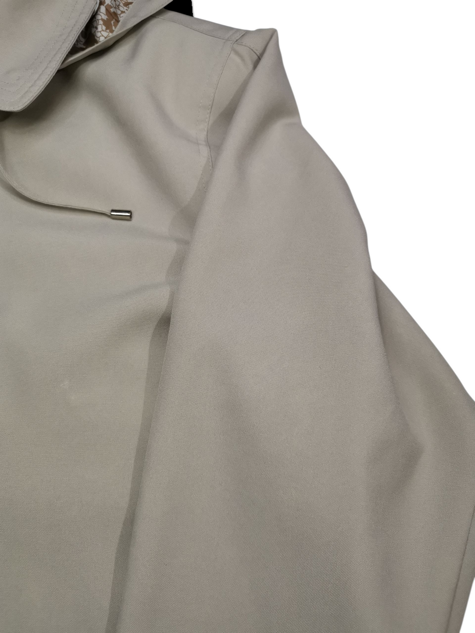 David Barry UK 18 Hooded Lightweight Raincoat Beige Floral Lining