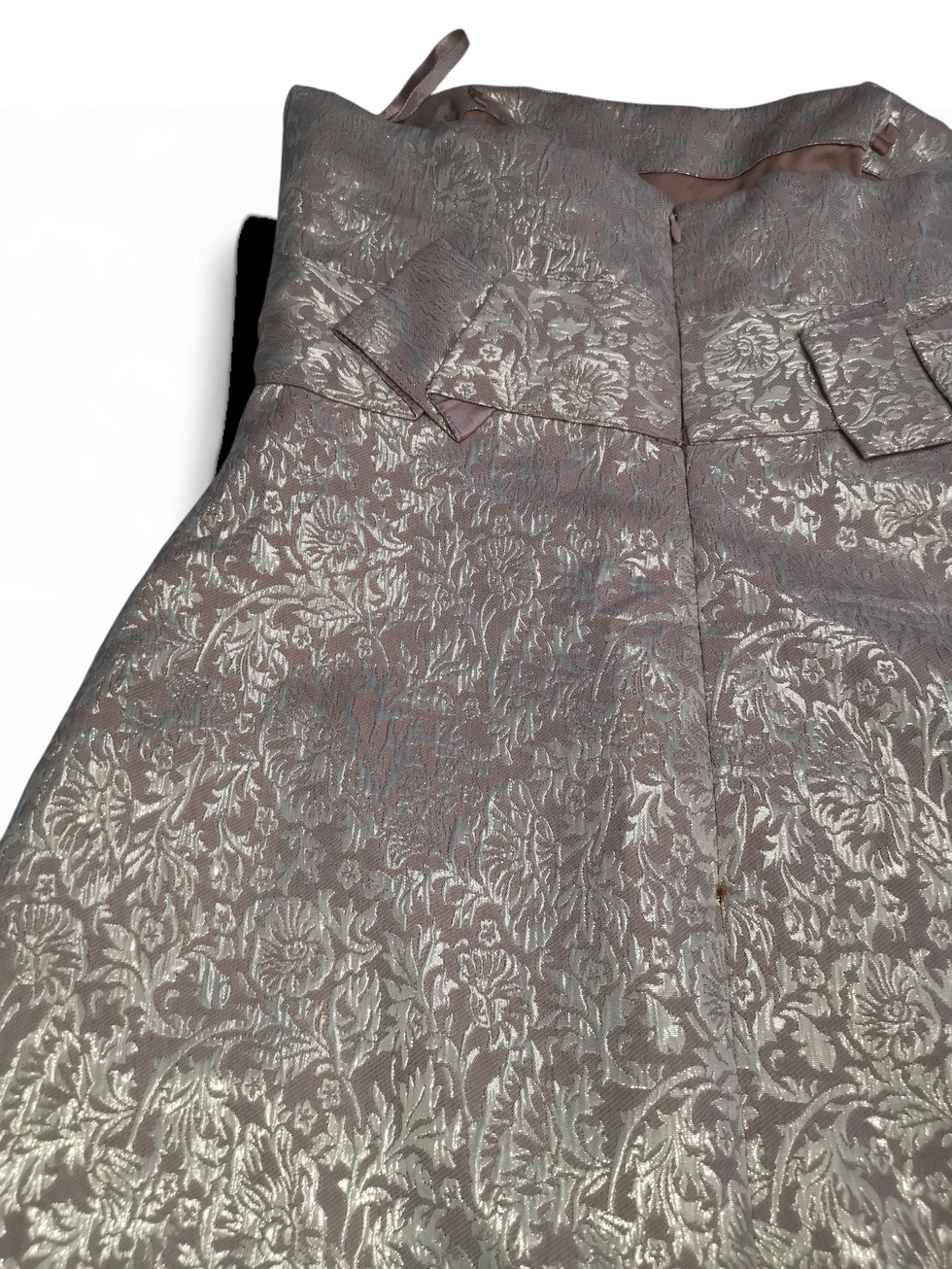 Nicholas Millington Gold Brocade Strapless Prom Dress Size UK 10