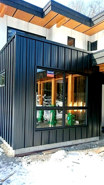 Black metal wall cladding in Whistler