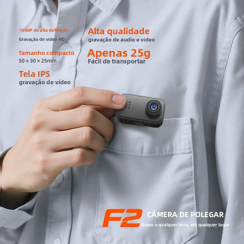 Miniatura: F2 Thumb Camera 1080P HD 130 Degree Wide Angle Mini Camera with IPS Screen 25g P
