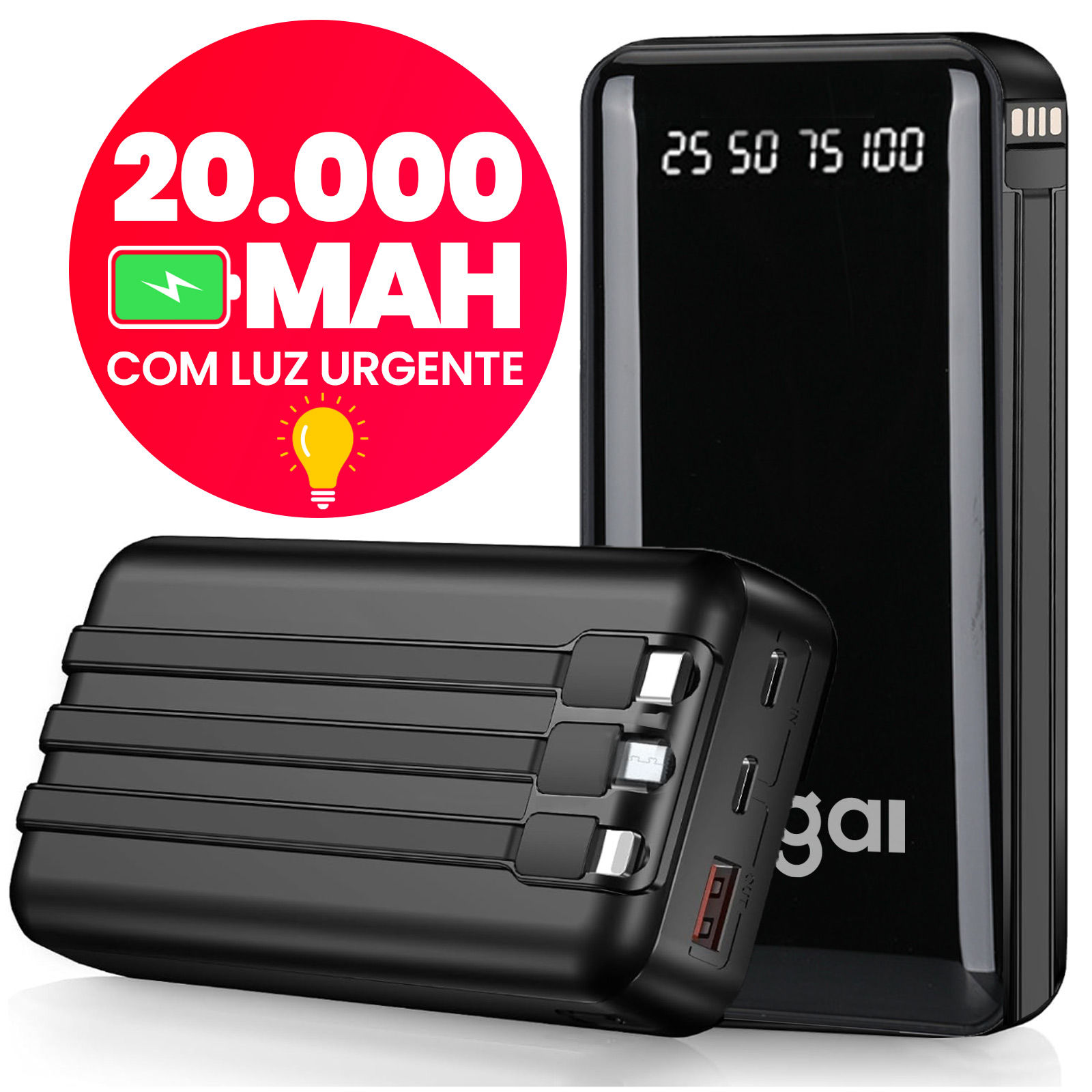 Power Bank 20000mAh Carregador Portátil Rápido, Design Estético Favo de Mel p