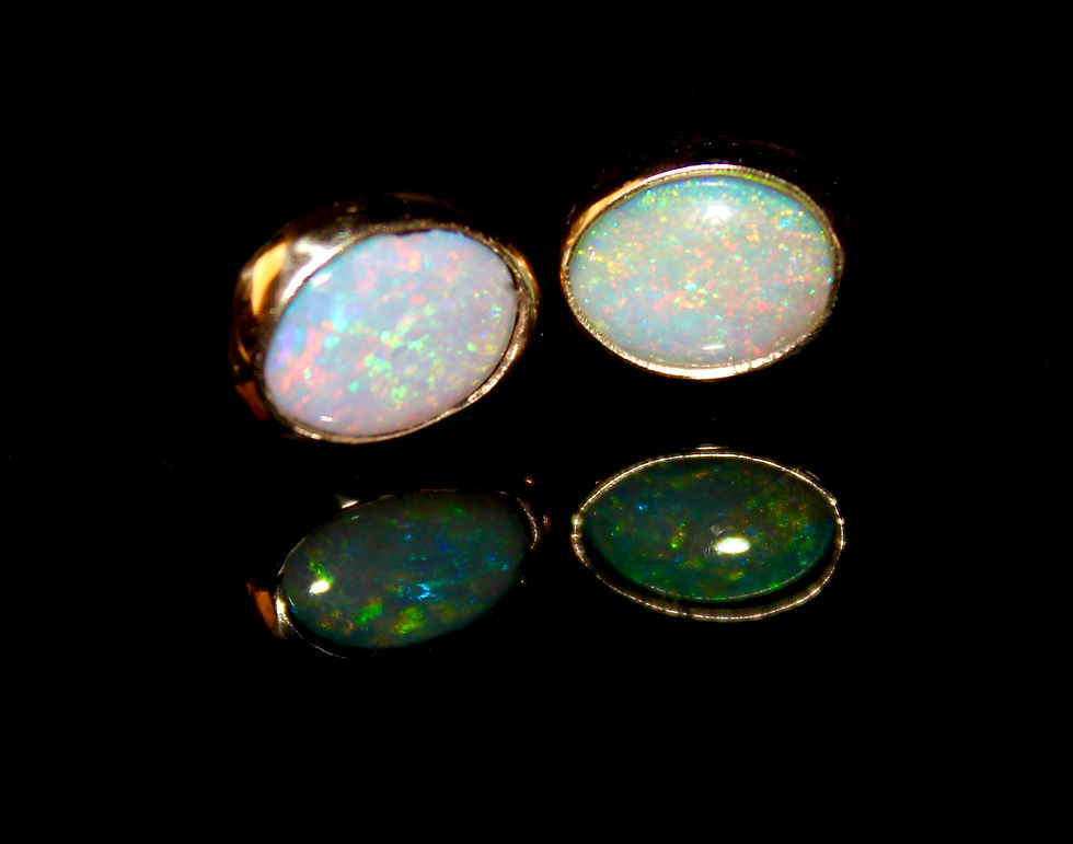 Thumbnail: SOLD  9K Gold Ancient Style Earrings with 2.5 carats Black Opal