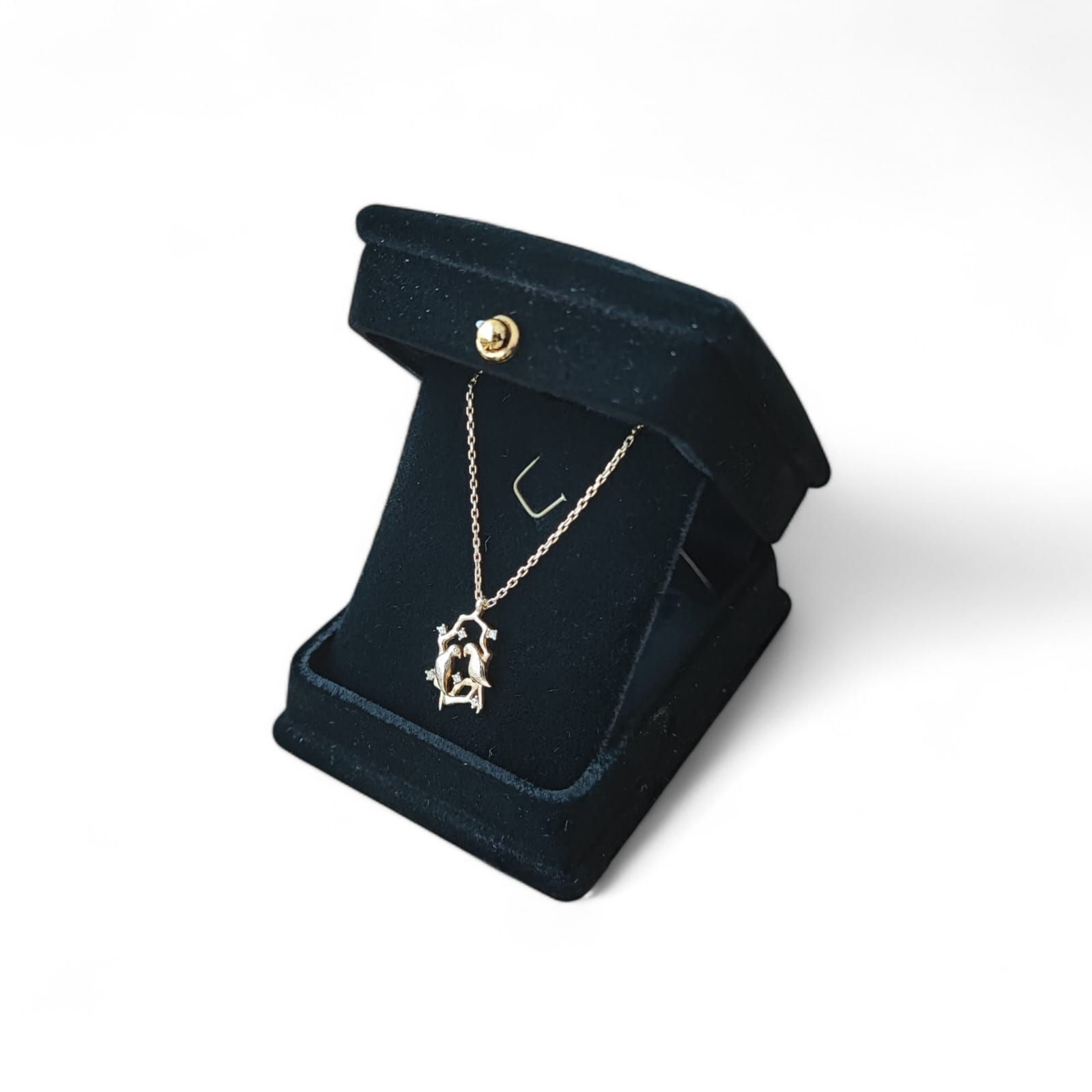 Lahit Mini Kolye Kutusu - Siyah - Kadife