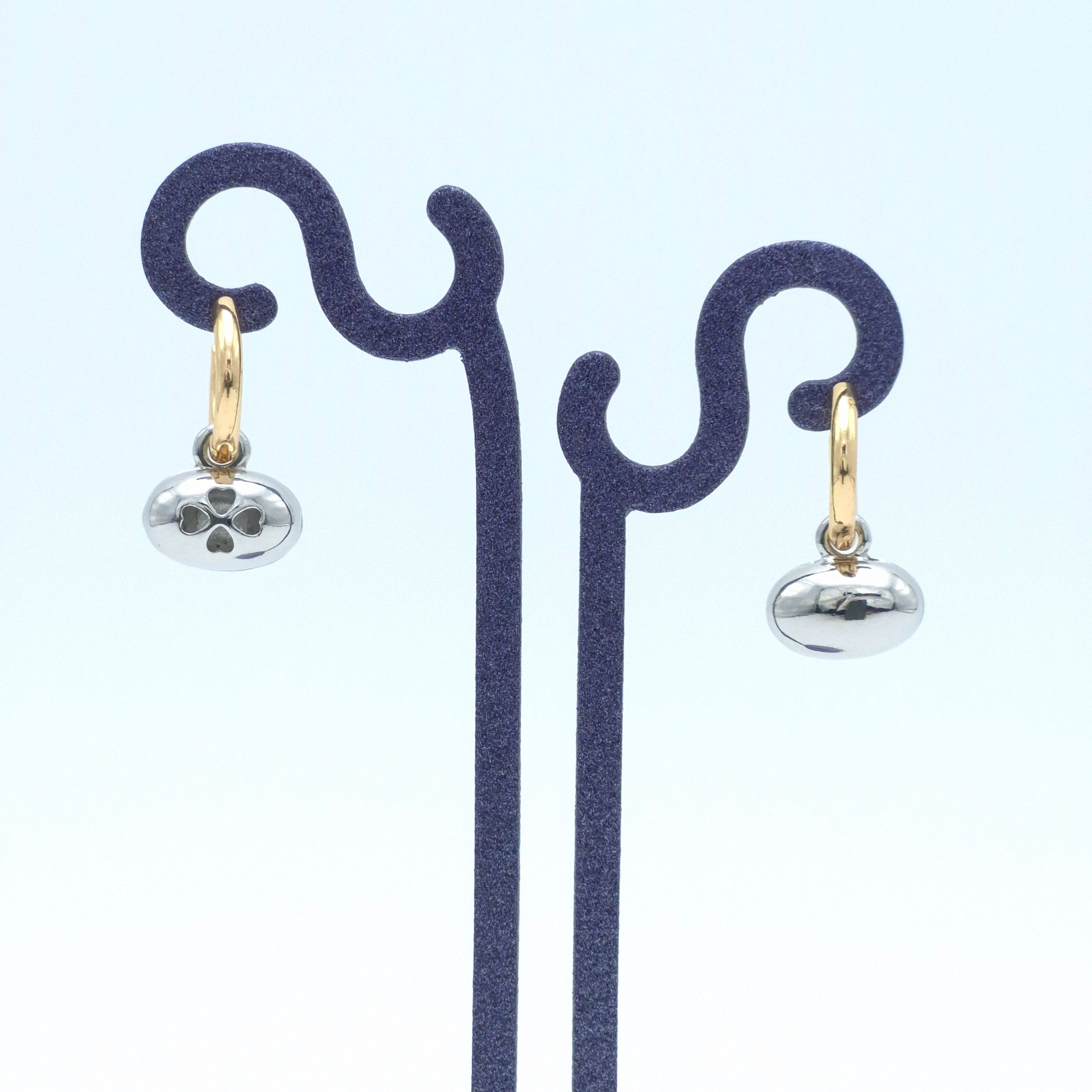 Çift Renk Çift Taraflı Kadın Çelik Halka Küpe - Balon Kalpli Yonca Küpe