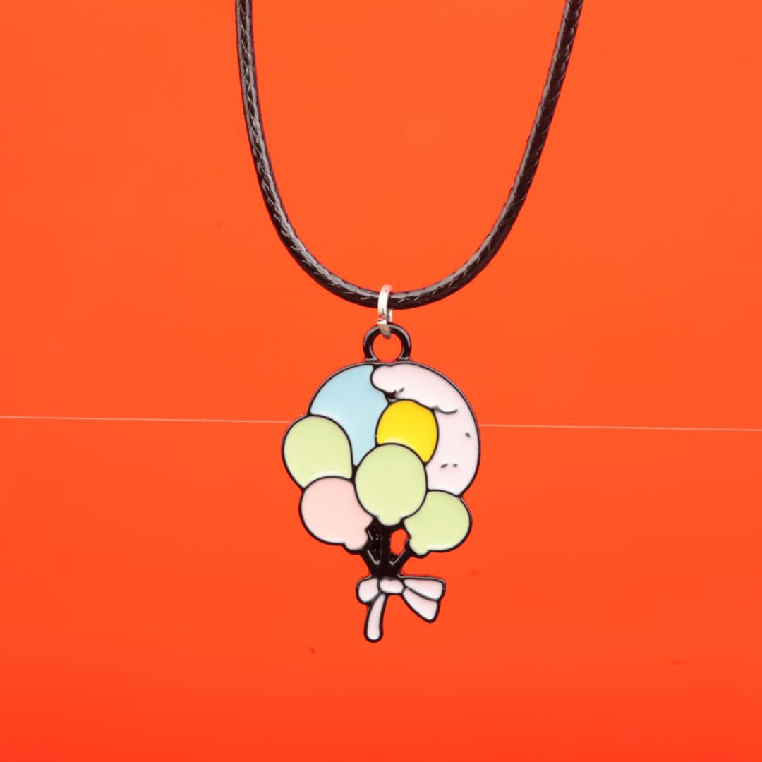 Mineli Balon Model Deri İpli Kolye