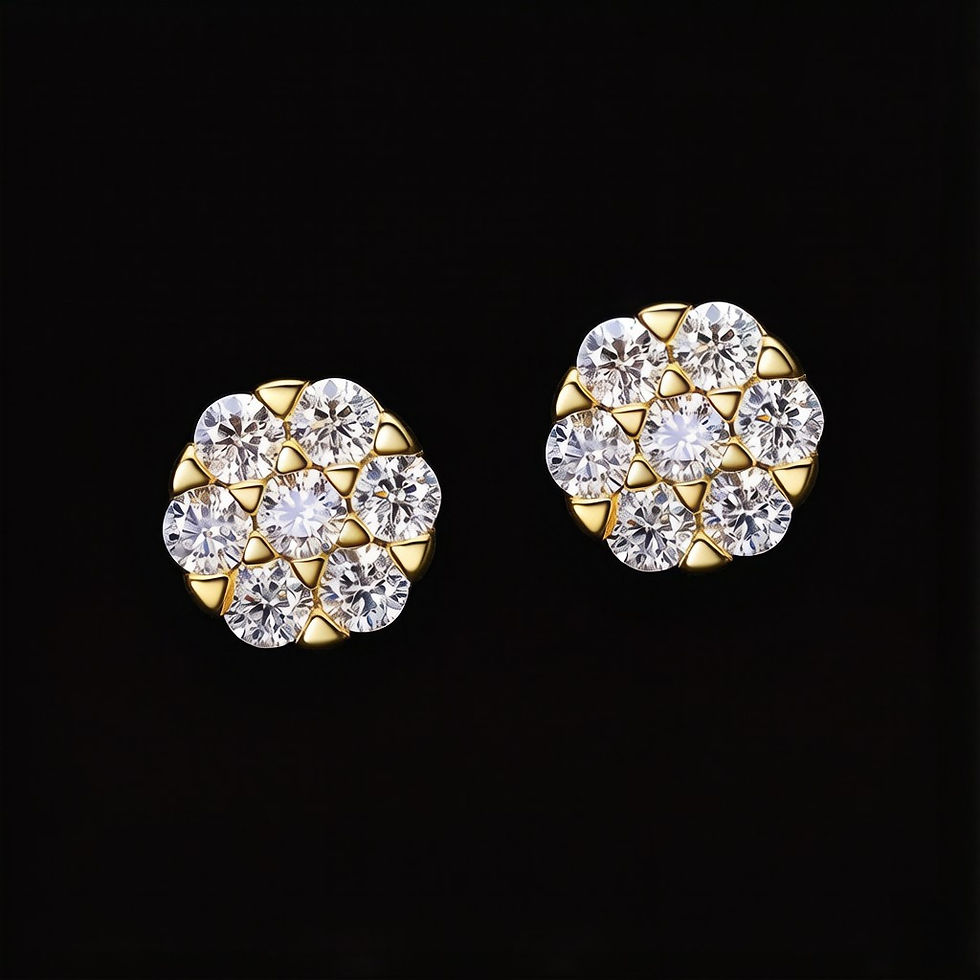Moissanite Stud Earrings Plum Blossom Design GOLD