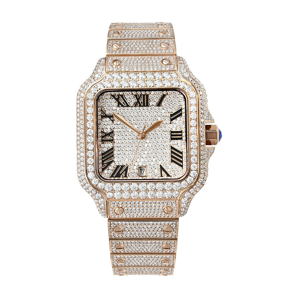 VVS Moissanite Watch Fully Paved Rose Gold