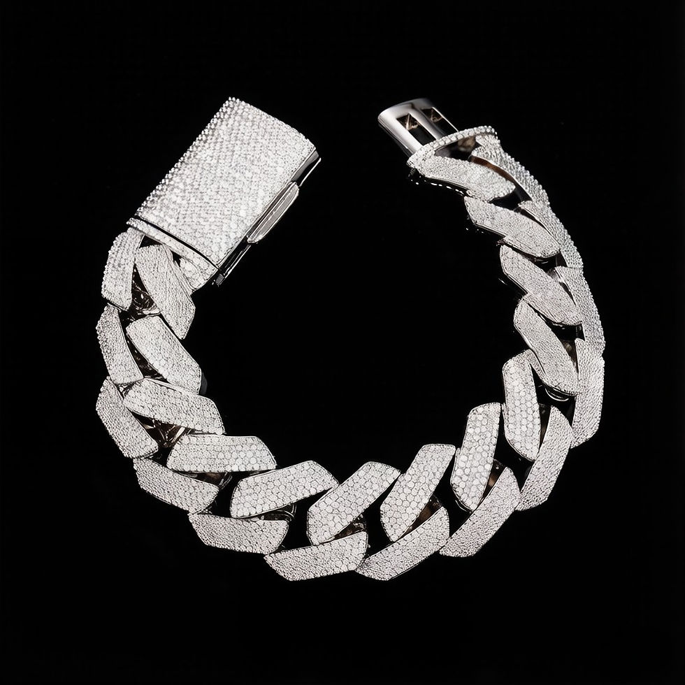 Diamond-Cut Cuban Link Bracelet with Moissanite in white gold