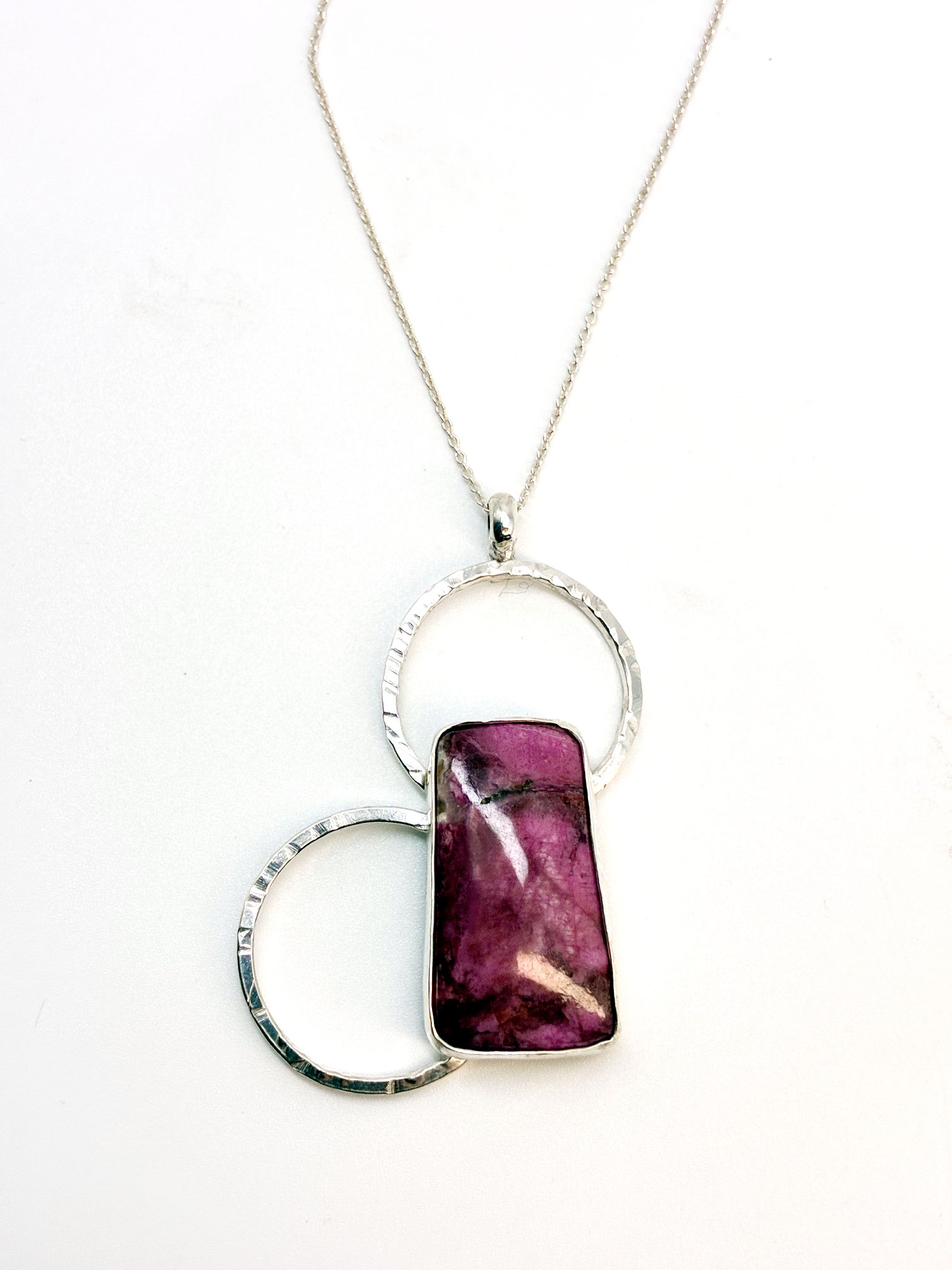Pink Cobalt and Silver Circles Necklace