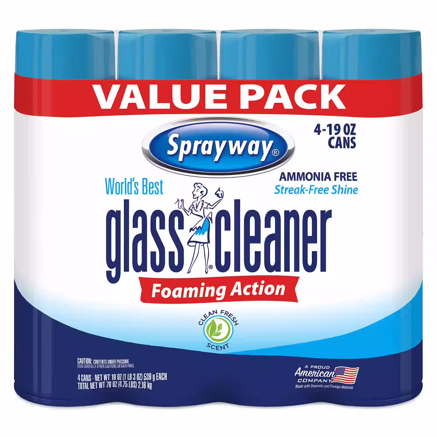 Sprayway Glass Cleaner – 4 Pack (19 oz each) | Professional Streak-Free Cleaner