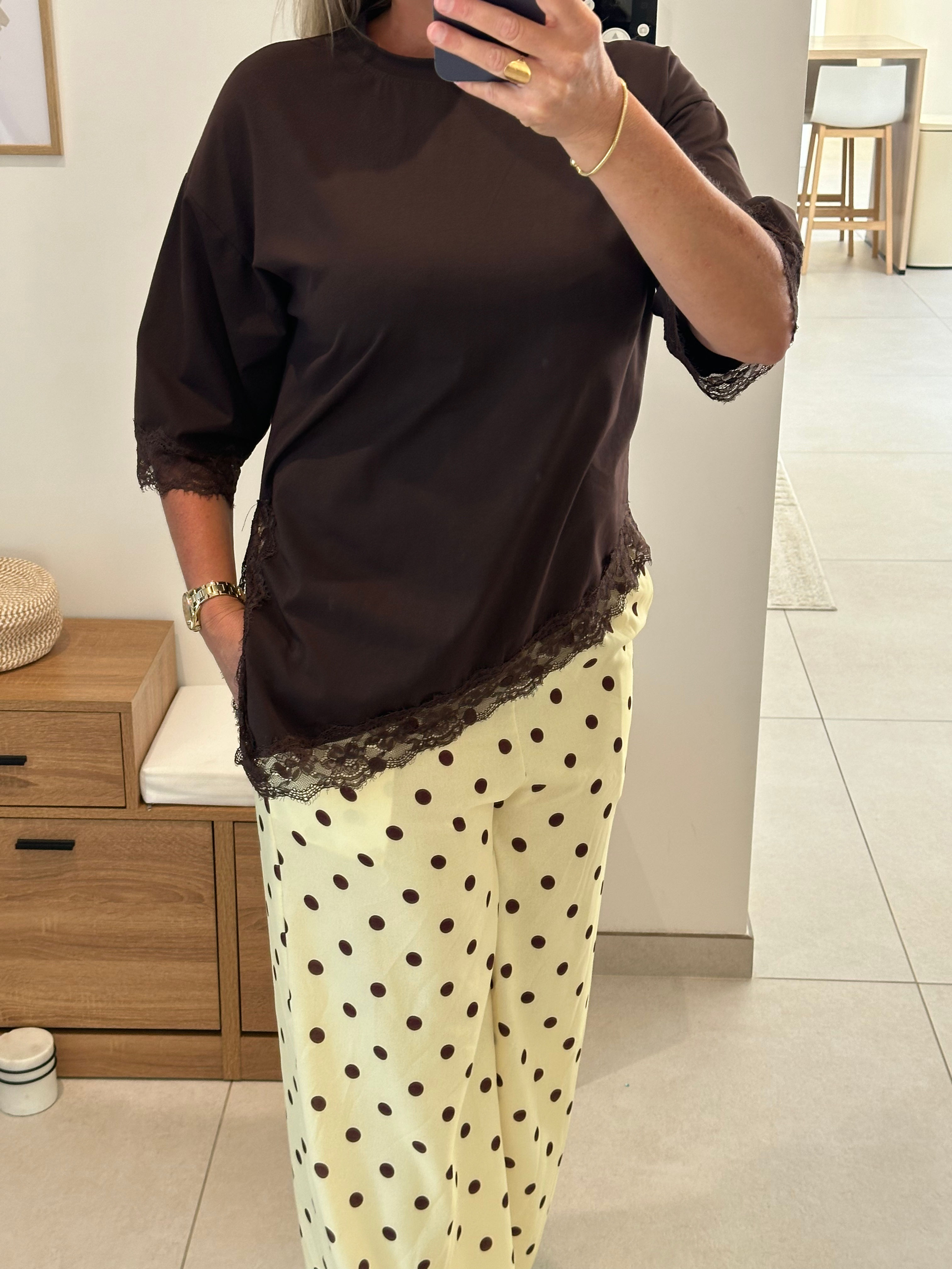 Pantalon Noor jaune à pois 