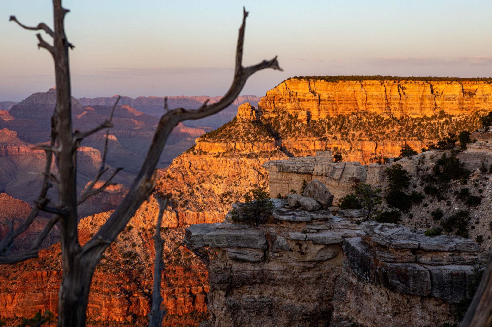 The Grand Canyon as seen at sun set from the south rim