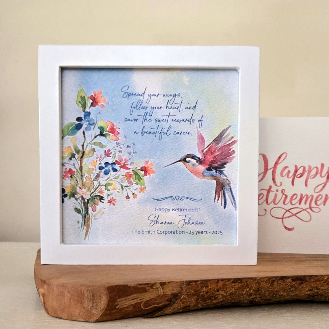 Personalized Hummingbird Retirement Art Gift Set