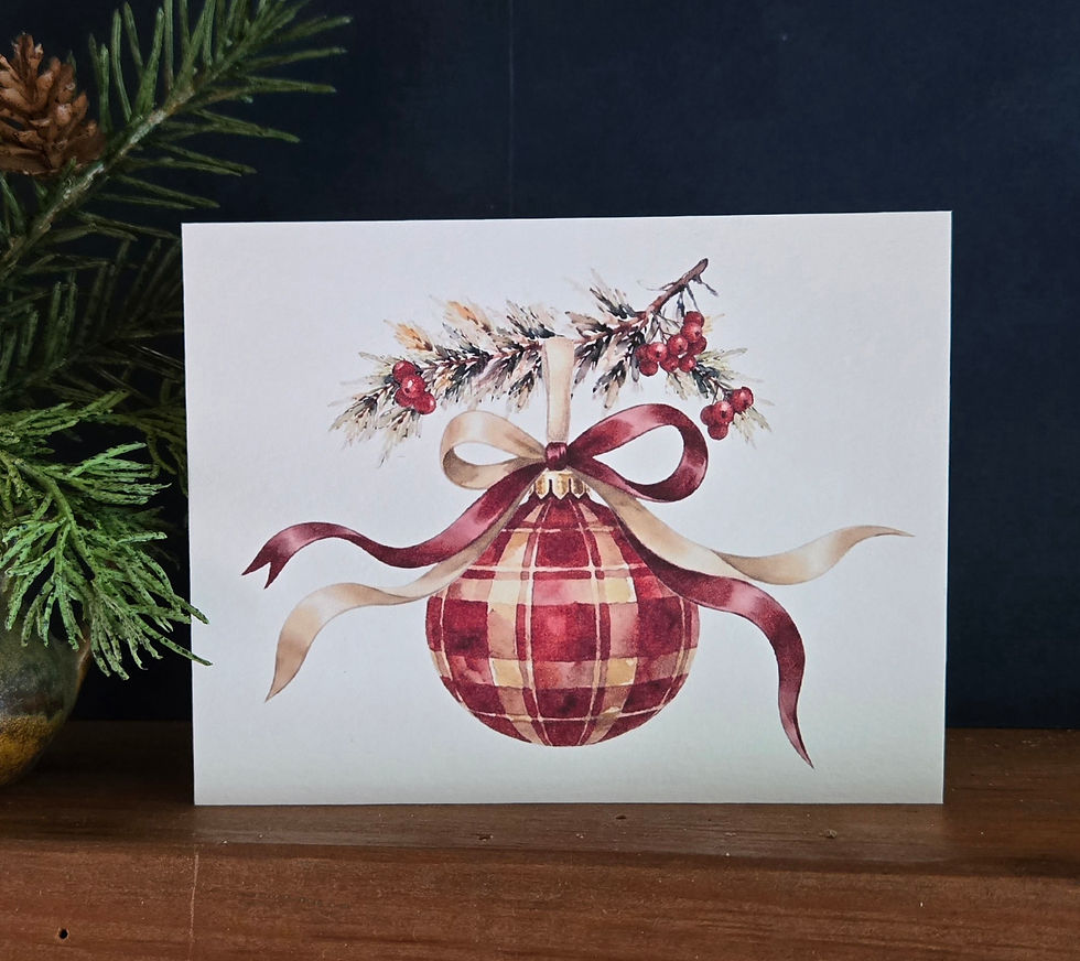 Thumbnail: Plaid Ornament Christmas Card Set of 6