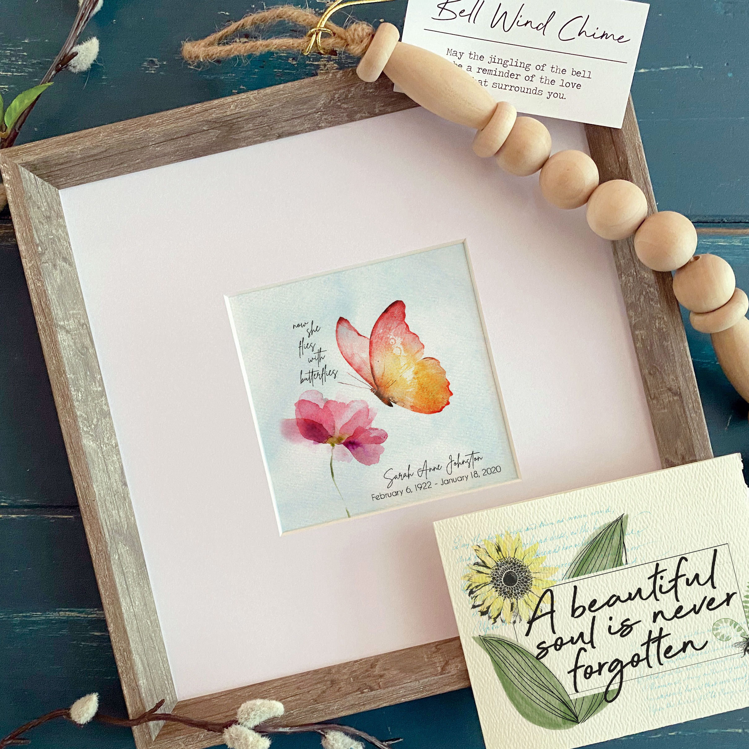 NOW SHE FLIES with butterflies memorial painting personalized