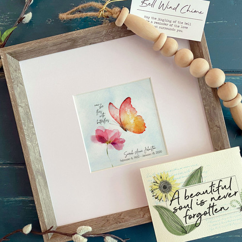 NOW SHE FLIES with butterflies memorial painting personalized