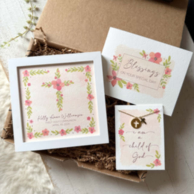 Cross Painting + Necklace - Holy Communion Gift