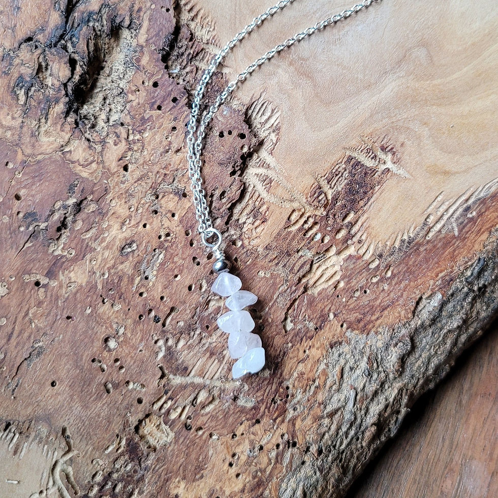 Thumbnail: Rose Quartz Stacked Stone Necklace, Choice of Card