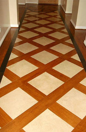 Hardwood and Tile Diagonal Inlay