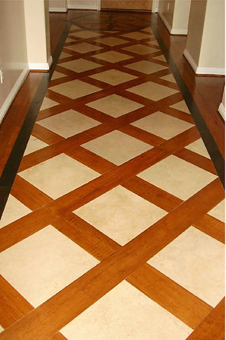 Hardwood and Tile Diagonal Inlay