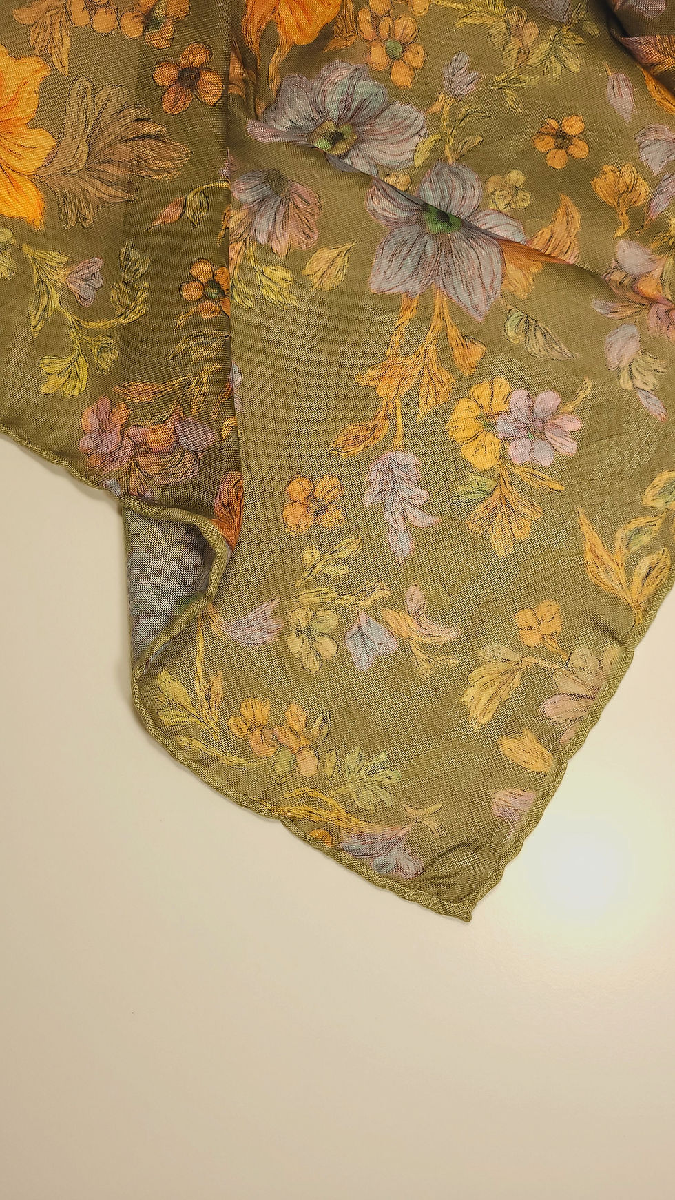 Küçük resim: Yeşil Vintage Bahar Soft Eşarp - Dokuma Pamuk