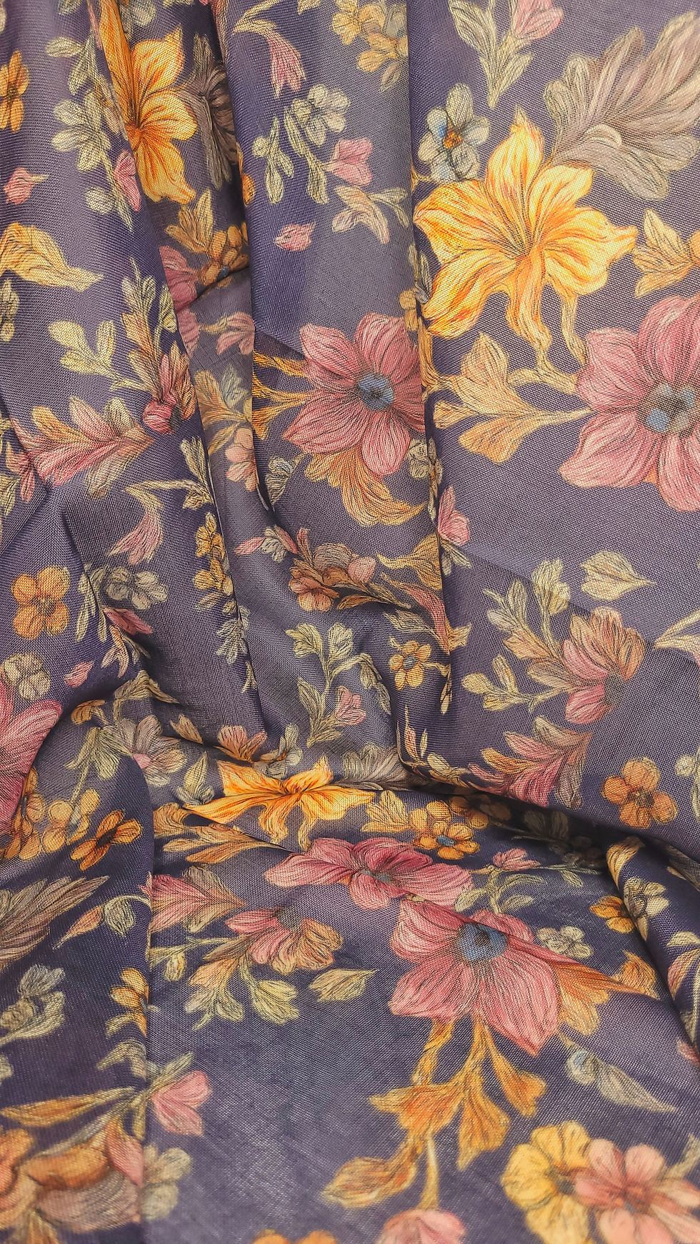 Küçük resim: Mor Vintage Bahar Soft Eşarp - Dokuma Pamuk